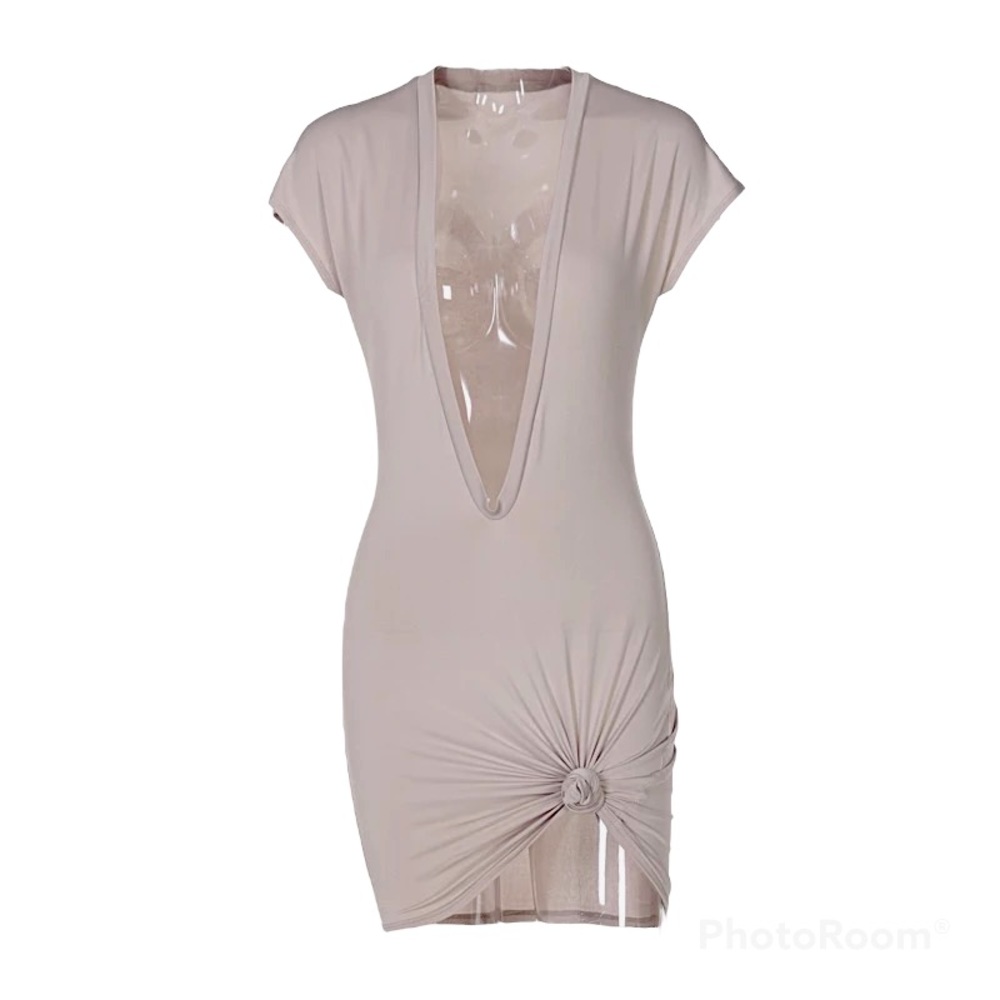V neck cut mini dress